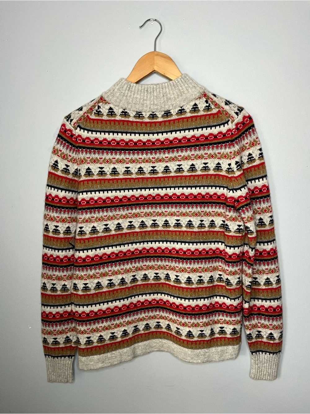 J. Crew Fair Isle Mockneck Lambswool Blend Sweater Size Medium